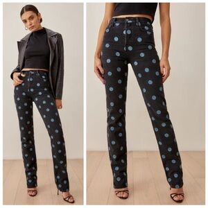 REFORMATION‎ Earth Embroidered High Rise Straight Long Jeans 24